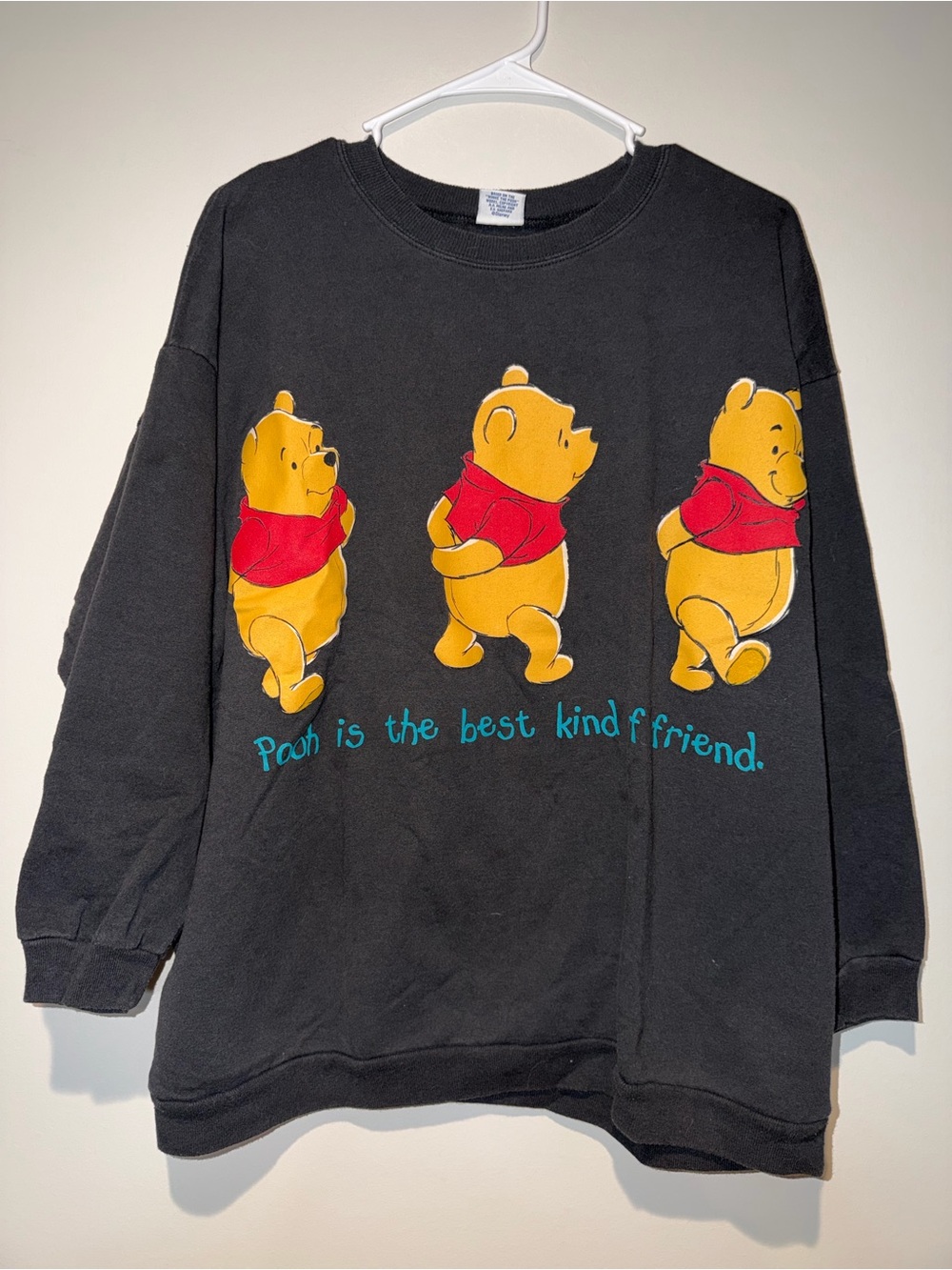 Winnie the Pooh Black Graphic Crewneck Sweatshirt
